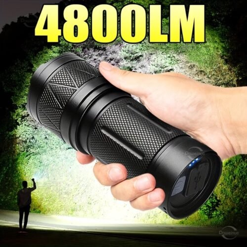 Rechargeable Spotlight,4500 LM Super Bright Handheld Spot Light LED Flashlight High Lumens,Powered Spotlight Large Searchlight Outdoor with Solar Panels for Boating Camping Hunting
