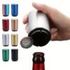 Premium Beer Bottle Opener, Automatic Stainless Steel Quick Pop the Top Can Openers by Magnet Catching No Damage Caps, Wine Accessory Push Down Off Magnetic Bartender Tool for Home Picnic Camping