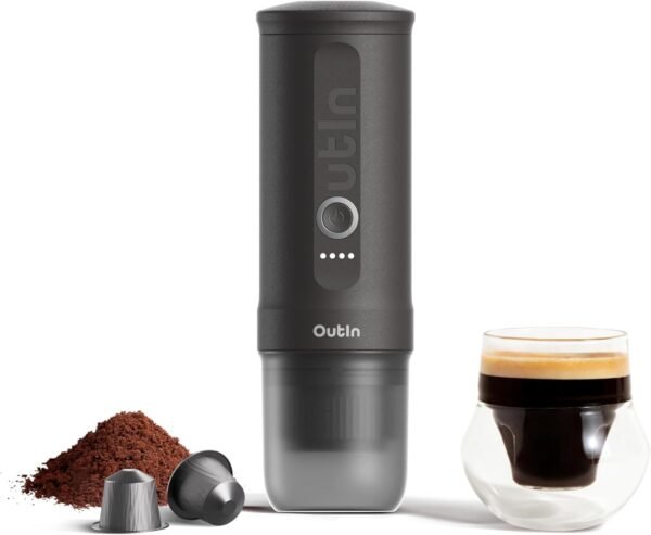 COCO Portable Electric Espresso Machine, Travel Coffee Maker for Camping, Car Coffee Maker Self-Heating with USB-C, With Ground Coffee & NS Capsule for RV, Hiking, Office