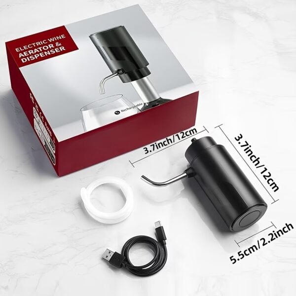 Wine Aerator Electric Wine Decanter Automatic Wine Aerator, Wine Dispenser Wine pourer with USB Rechargeable,Wine Lover for women&Men(Black-ABS)
