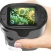 1000X Handheld Microscope for Kids 4K 2.0" Screen Rechargeable Mini Pocket Digital Microscopes w/Slides Kit Portable Edu Gift Age 4-6 8-12 Children Students (Grey)