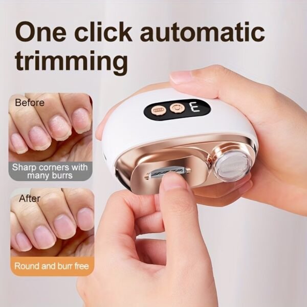 SCAIKTIG Electric Automatic Nail Clipper with Light, 2 Speeds, Magnetic Cover, Nail Scraps Storage, USB Rechargeable, Safety Electric Fingernail Trimmer for Kids, Adult, Seniors, Men, Caregivers, Grey