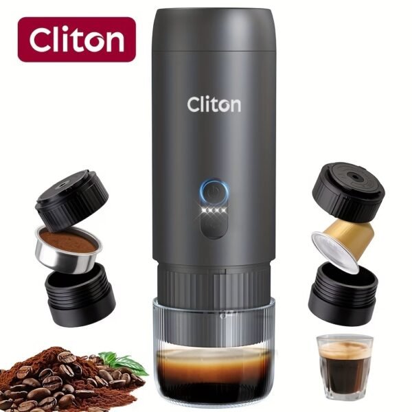Portable Espresso Machine for Travel, Travel Coffee Maker Self Heating with USB-C, 20 Bar Coffee Machine 3in1 Compatible with Ground Coffee, Nespresso Capsule & DG Pods for Camping - Grey