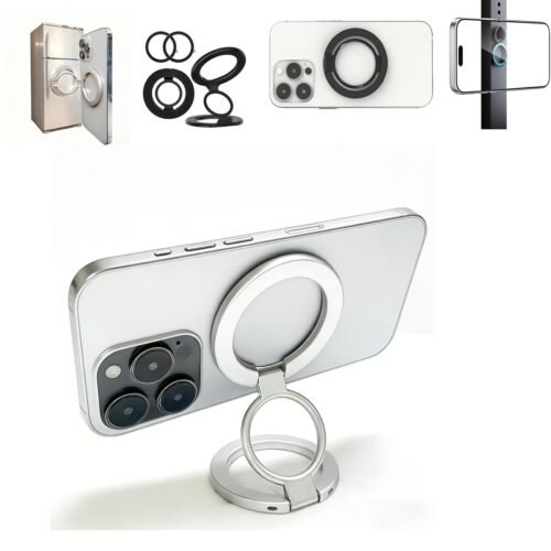 10 MagSafe Phone Grip Holder Dual-Sided Magnetic Finger Ring Adjustable Kickstand Loop for iPhone 17/16 Pro Max/15 Plus/14 Pro/13 Mini/12, Samsung, Magnet Phone Stand Grip Compatible with Mag Car Mounts