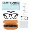 AI Smart Glasses, 8MP HD Camera Glasses With AI Assistant and 3600mAh Charging Case, Translation Glasses with 164 Languages and Color-Change Lens, Music & Hands-Free Calls, UV & Blue Light Protection