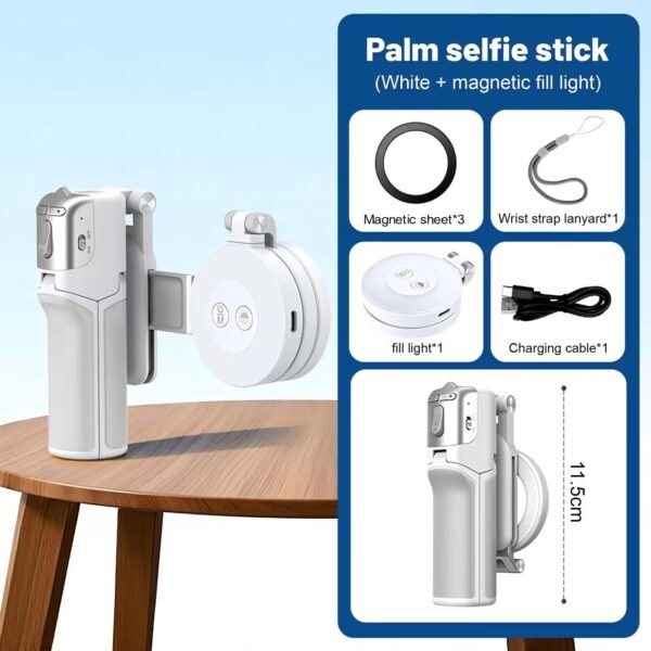 MQOUNY for Magsafe Tripod Stand for iPhone,Portable Pocket Size Selfie Stick with Rechargeable Remote and Metal Ring,Extendable Detachable Cell Phone Tripod Compatible with iPhone/Android