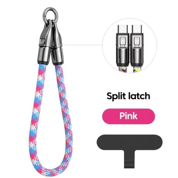 TOP-UP Hand Wrist Lanyard 1ft (30cm) – Universal Cell Phone Strap with Built-in 240W USB C Charging Cable & Data Transfer