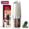 Battery Operated Salt And Pepper Grinder Set with LED Light, Automatic Electric Gravity Salt And Pepper Shakers Set, Each 6 AAA Batteries Needed, Adjustable Roughness, 2 Pack (Black)