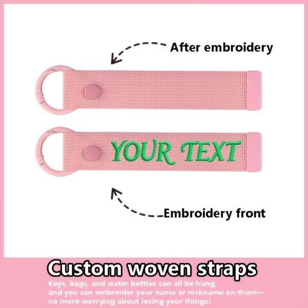 Monogrammed Solid Poly fabric Key Fob Keychain opening with Split Ring and Clasp in Personalized
