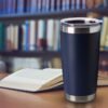 Travel Coffee Tumbler 20 oz, Insulated Mug with Lid, Stainless Steel Cup for Outdoor, Powder Coated Navy