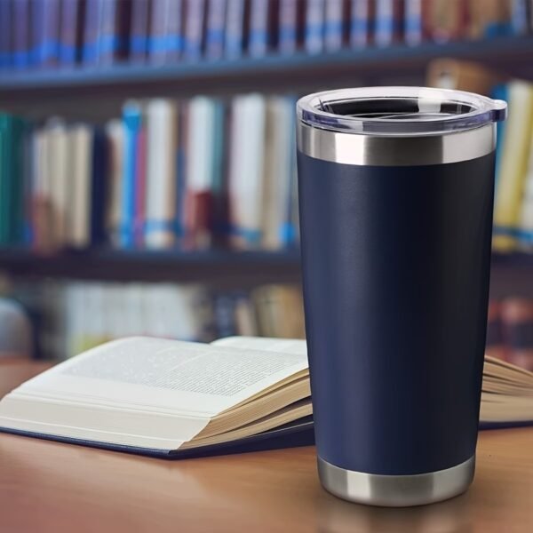Travel Coffee Tumbler 20 oz, Insulated Mug with Lid, Stainless Steel Cup for Outdoor, Powder Coated Navy