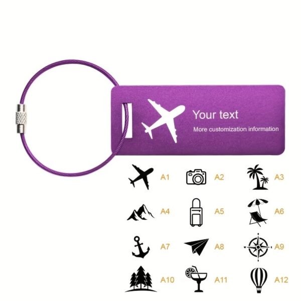 Click to see full view Heavy Duty Personalized Luggage Tags for suitcases - Handmade Customized Laser Engraved Metal Luggage Tags with Stainless Steel Wire Loops Pack of 4 (Black, 2x3.5)