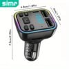 54W Bluetooth 5.3 Car Adapter Charger 4-Port Fast Charging [PD36W & QC3.0 18W], Wireless Radio FM Transmitter with Deep Bass Player, 5 Colors LED Backlit, Hands-Free Calling, Support USB Drive