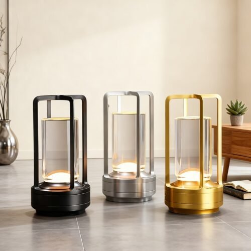 2 Set of 2 Cordless Table Lamps, LED Rechargeable Battery Operated Desk Lamps with 3 Color Stepless Dimmable, Small Light Portable for Outdoor Patio Bar Restaurants Bedroom Bedside (Black)