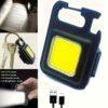 MAKDAK COB Rechargeable Keychain Flashlight 2Pack, High Lumen Super Bright LED Work Light with Magnet,Clip,Bottle Opener for Dog Walking,Car Repair, Emergency,Camping,EDC