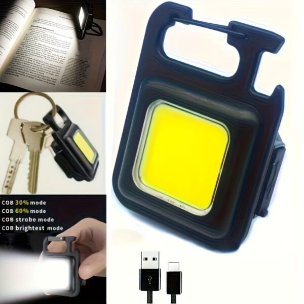 MAKDAK COB Rechargeable Keychain Flashlight 2Pack, High Lumen Super Bright LED Work Light with Magnet,Clip,Bottle Opener for Dog Walking,Car Repair, Emergency,Camping,EDC