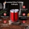 12oz/4 Pack Wine Tumbler Glasses with Lid Stemless Double Wall Vacuum Stainless Steel Travel Tumbler Keeping Cold & Hot for Wine,Coffee,Cocktails,Drinks-Family and Gifts (Multi color-dark)