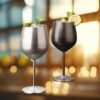 Gusto Nostro Stainless Steel Wine Glass - 18 oz - Cute, Unbreakable Wine Glasses for Travel, Camping and Pool - Fancy, Unique and Cool Portable Metal Wine Glass for Outdoor Events, Picnics (Set of 2)
