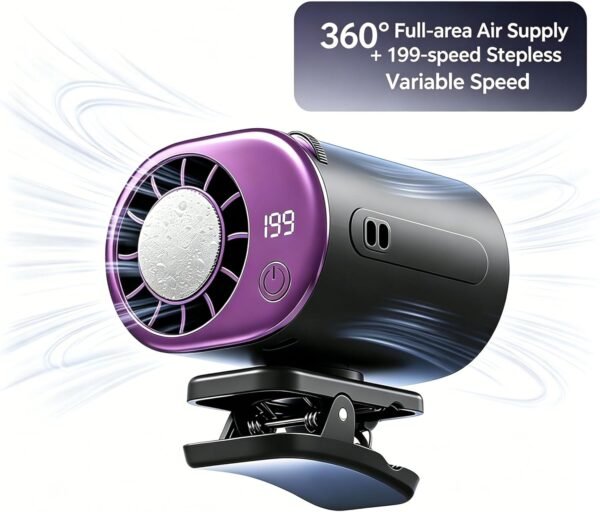2026 Clip On Air Conditioner For Car,360 Rotation 199 Speeds LED Display USB Rechargeable Car AC Mini AC Unit Portable Cooling Fan, For Office Camping Beach Travel.