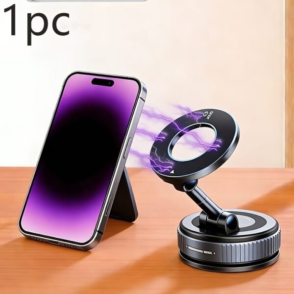 Vacuum Magnetic Suction Car Phone Holder Fold-able and and Hands-Free 360° Adjustable Rotation Phone Mount, Compatible with All Smartphones