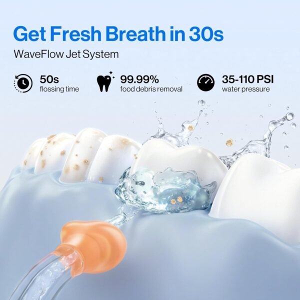 usmile C10 Portable Water Flosser for Travel – 95-Day Battery, 4 Modes, 360° Nozzle, 180ml Tank, IPX7 Waterproof, Dentist-Recommended for Braces, Implants & Sensitive Gums (Blue)