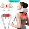 Shoulder Massager with Heat, Cordless Back and Neck Massager, Upgraded Graphene Heating, 4D Shiatsu Deep Kneading Massage for Shoulder, Back,Leg,Pain Relief, Gift for Dad Mom (Black)
