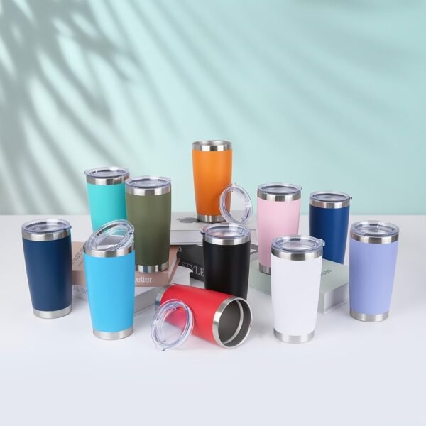 Travel Coffee Tumbler 20 oz, Insulated Mug with Lid, Stainless Steel Cup for Outdoor, Powder Coated Navy