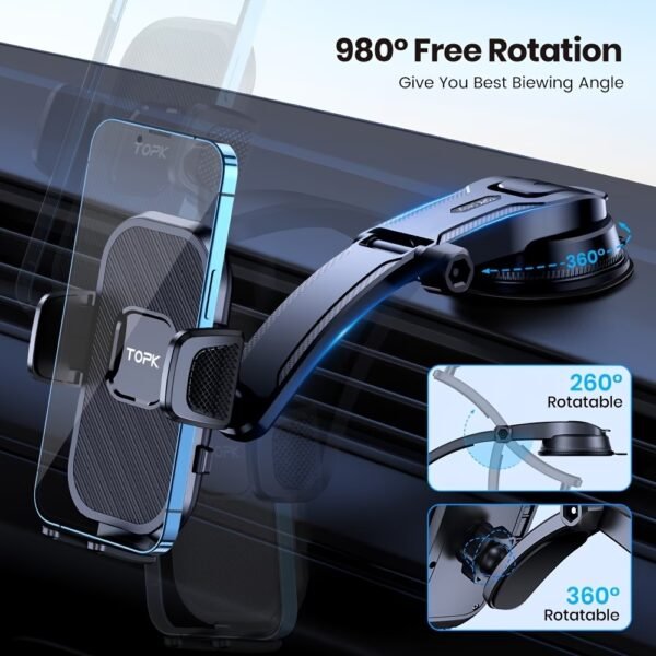 Vansky Car Phone Holder Mount, 3-in-1 Universal Cell Phone Holder Car Air Vent Holder Dashboard Mount Windshield Mount Fit for iPhone 17 16 15 14 13 Pro Max, Samsung S24 S23 LG Sony and More