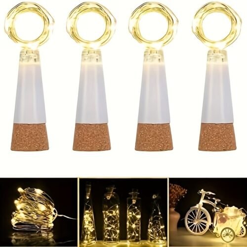3 Wine Bottle Cork Lights 15Pack 10 LED/ 40 Inches Battery Operated Cork Shape Copper Wire Colorful Fairy Mini String Lights for Party Christmas Halloween Wedding Decoration (Warm White)
