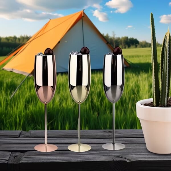 Champagne Glasses Set of 2 Stainless Steel Champagne Flutes Wedding Gifts for Bride 8.5 oz Unbreakable Champagne Glasses for Party Wedding Christmas Anniversary Brithday