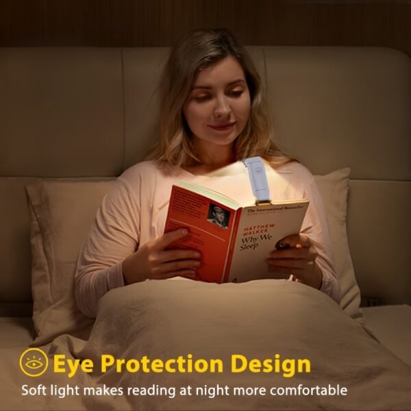 Gritin Reading Light, Rechargeable Book Light for Reading in Bed - Eye Caring 3 Color Temperatures, 5-Level Dimmable Brightness, Long Lasting, Compact Size Clip on Book Lamp for Bookworms-Blue