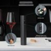 Electric Wine Aerator & Opener Set with Accessories, Rechargeable Automatic Corkscrew, Aerator, Dispenser, Foil Cutter Tool, Stopper, Wine Lovers Gift for Housewarming, Birthday, Registry, Anniversary