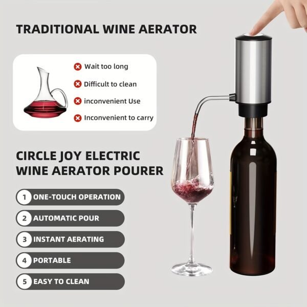 Wine Aerator Electric Wine Decanter Automatic Wine Aerator, Wine Dispenser Wine pourer with USB Rechargeable,Wine Lover for women&Men(Black-ABS)