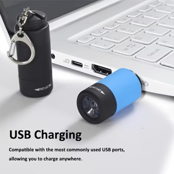 Mini Keychain Flashlight, Travel Flashlight USB Torch Rechargeable Colorful LED Flashlight High-Powered Pocket Keychain Flashlights, Gift for Kids, 8 Pack