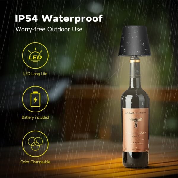 2025 New Wireless Bottle Lamp - LED Bottle Lights for Liquor & Wine Bottles, Cordless Lampshade, Whiskey Bottle Top Light, Bottle Stopper Night Light Kit, Rechargeable 3-Tone Touch-Dimmable