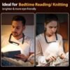 Glocusent Bendable Neck Light, 1600mAh Rechargeable Book Light for 100 Hrs, 5 Colors & Stepless Dimming Reading Light - Perfect Book Light for Reading in Bed, Knitting, Book Lovers Gifts