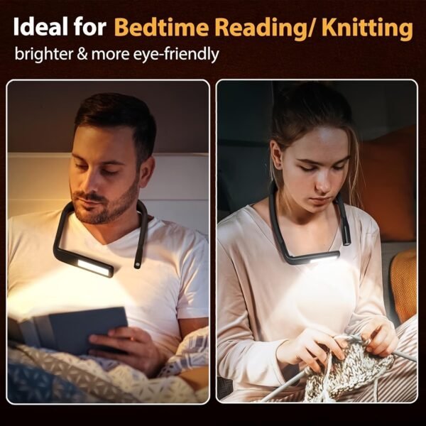 Glocusent Bendable Neck Light, 1600mAh Rechargeable Book Light for 100 Hrs, 5 Colors & Stepless Dimming Reading Light - Perfect Book Light for Reading in Bed, Knitting, Book Lovers Gifts