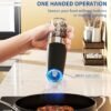 Battery Operated Salt And Pepper Grinder Set with LED Light, Automatic Electric Gravity Salt And Pepper Shakers Set, Each 6 AAA Batteries Needed, Adjustable Roughness, 2 Pack (Black)