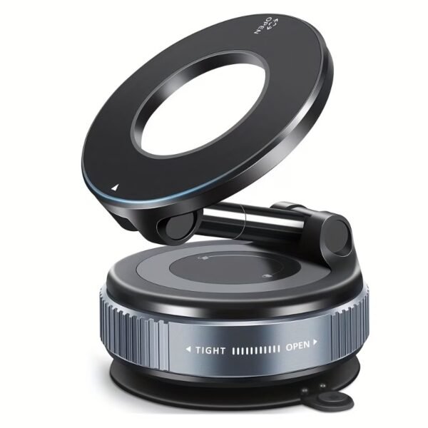 Vacuum Magnetic Suction Car Phone Holder Fold-able and and Hands-Free 360° Adjustable Rotation Phone Mount, Compatible with All Smartphones