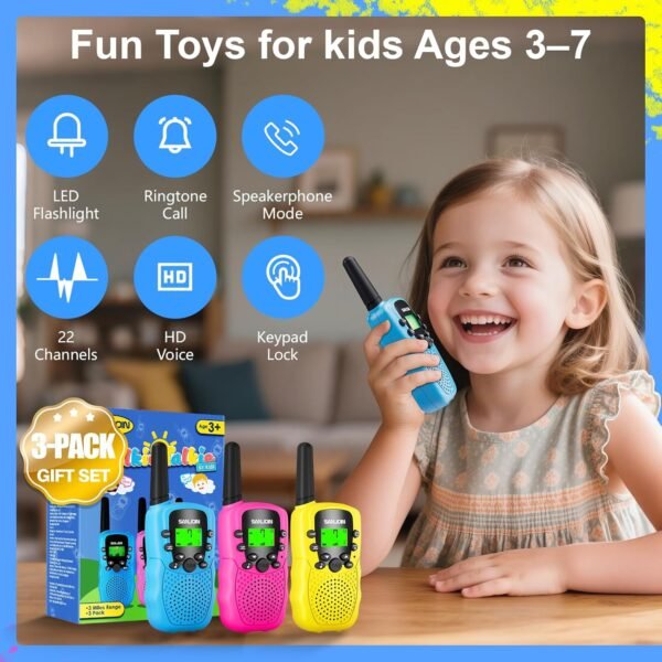 Walkie Talkies for Kids Games Outdoor Toys for 3-12 Year Old Boys Girls, 3 Miles Long Range Walkie Talkie to Camping Hiking, 4 Year Old Girl Birthday Gifts for 3 4 5 6 7 8 9 Year Old Boy Girl Gift