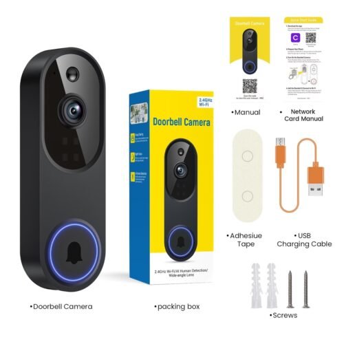 4 Orbitell 1080p Wireless Wi-Fi Video Doorbell Camera with Two Way Audio, Night Vision, Cloud Storage, Smart AI Motion Detection, Support 2.4GHz Wi-Fi only
