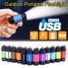 Mini Keychain Flashlight, Travel Flashlight USB Torch Rechargeable Colorful LED Flashlight High-Powered Pocket Keychain Flashlights, Gift for Kids, 8 Pack