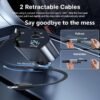 Retractable Car Charger, 4 in 1 Fast Charging Car Charger with USB-C & USB-A, Compatible with iPhone 17/16/15/14/13/12/11,Galaxy,Pixel, Car Accessories for Men Women Drivers