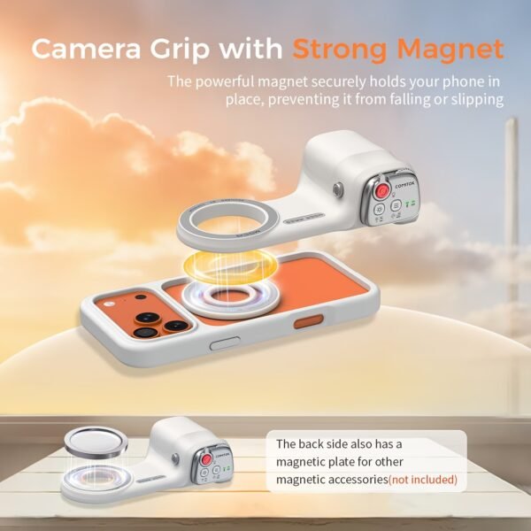 TELESIN Fun Shot Magnetic Phone Camera Grip + C03 Magnetic Selfie Light (Silver) Bundle Kit Compatible with iPhone Magsafe & Android, Creator Kit for Selfies/Photography/TikTok/Zoom Calls/Video