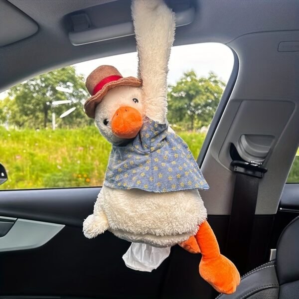 Tissue Box Cover Plush Tissue Box Holder for Car, Home, Decorative Holder/Organizer for Bathroom Vanity Countertop, Nightstands, Office Desk-Duck