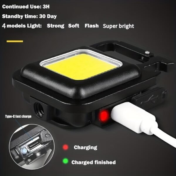 MAKDAK COB Rechargeable Keychain Flashlight 2Pack, High Lumen Super Bright LED Work Light with Magnet,Clip,Bottle Opener for Dog Walking,Car Repair, Emergency,Camping,EDC