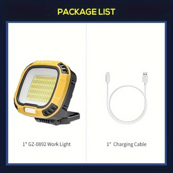 6000mAh Magnetic Work Light Rechargeable with 4000 Lumen IP65 Waterproof, 30H Runtime, 4 Brightness & 4 Color Modes with Red SOS, Strong Magnet Base for Car Repair, Camping, Emergency 1PC