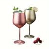Gusto Nostro Stainless Steel Wine Glass - 18 oz - Cute, Unbreakable Wine Glasses for Travel, Camping and Pool - Fancy, Unique and Cool Portable Metal Wine Glass for Outdoor Events, Picnics (Set of 2)