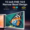 Laptop Screen Extender, 1080P IPS FHD Monitor Extension for 15-17.3" Laptop, Ultra-Thin Portable Triple Portable Monitor with USB-C/HDMI/USB-A,Mac/Windows/Chrome/Android (Grey, 15 Inches)
