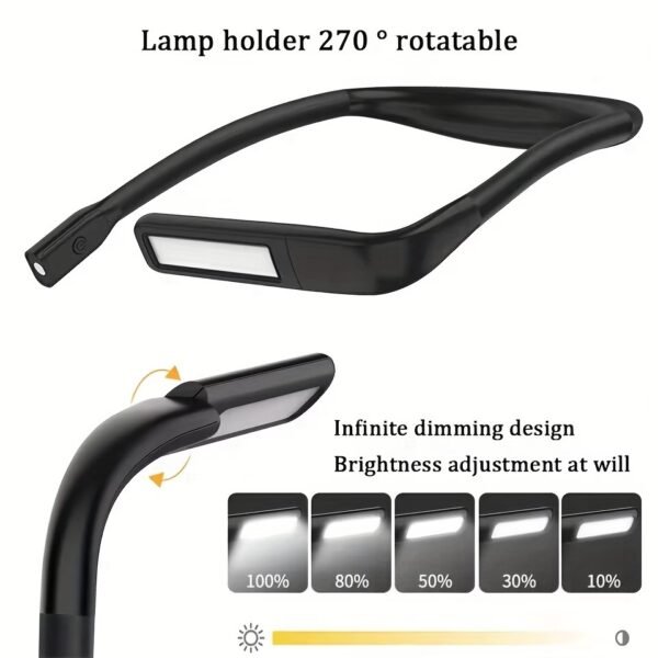 Glocusent Bendable Neck Light, 1600mAh Rechargeable Book Light for 100 Hrs, 5 Colors & Stepless Dimming Reading Light - Perfect Book Light for Reading in Bed, Knitting, Book Lovers Gifts